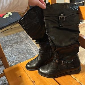 BASS black faux leather boots, 8.5